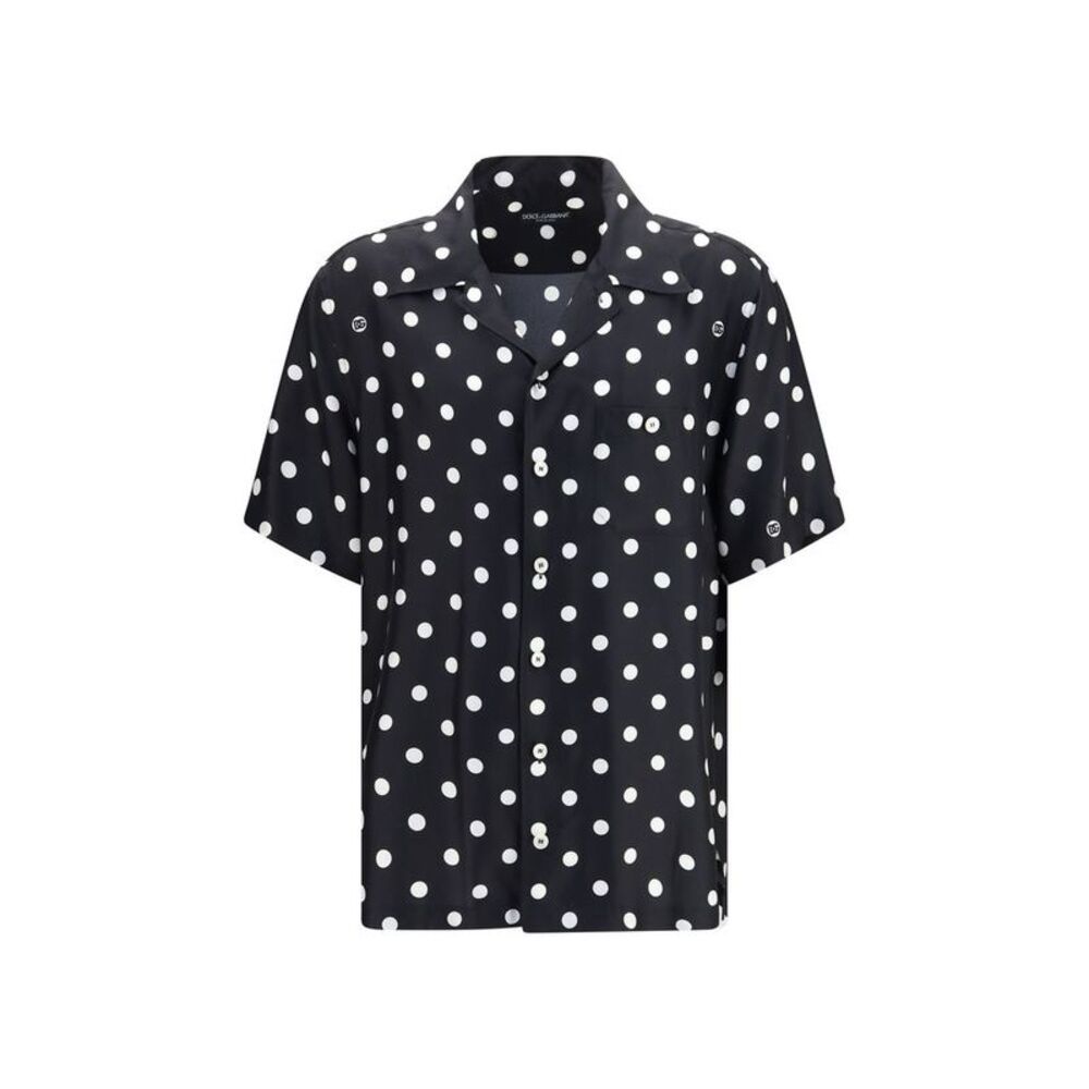 Dolce & Gabbana Black Silk Pattern Men's Shirt